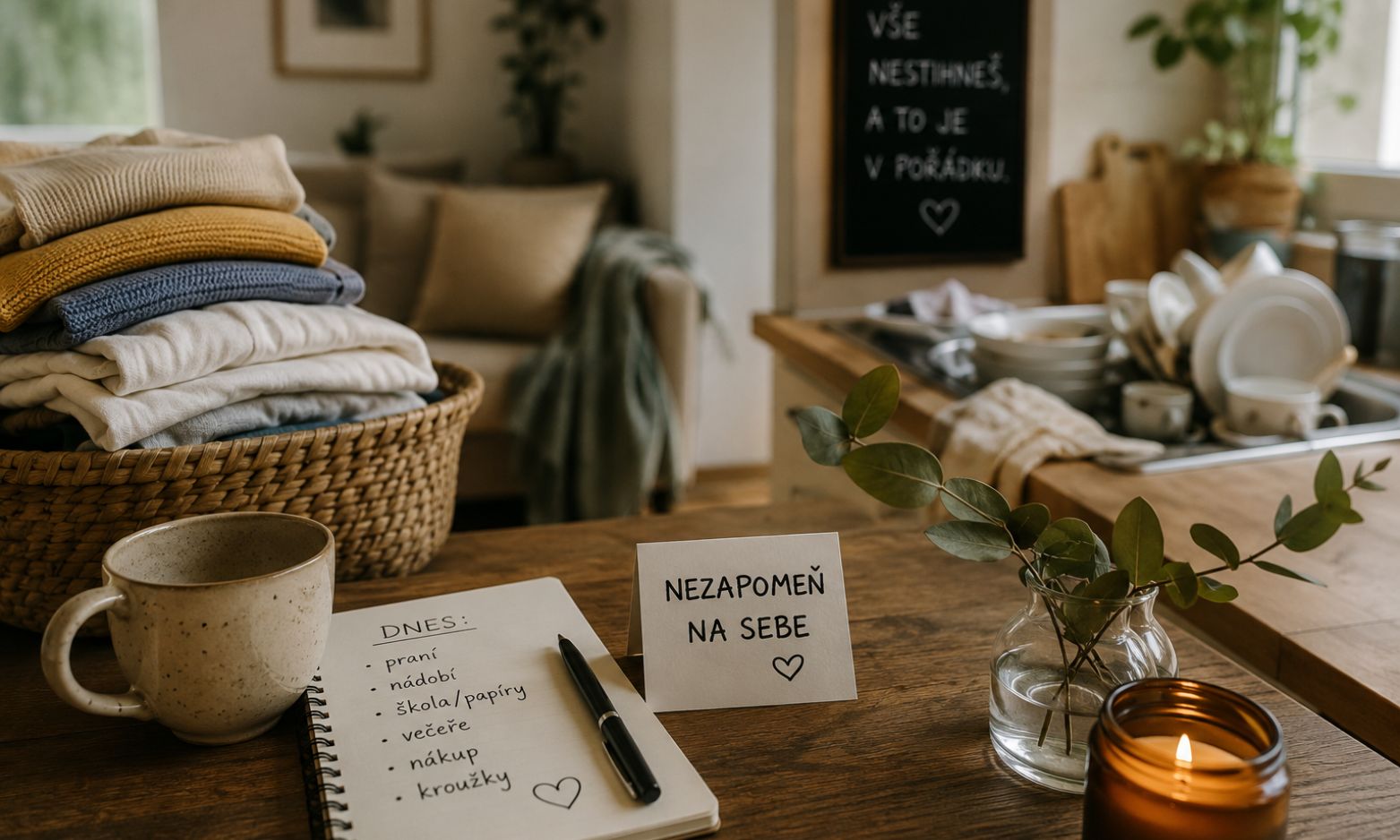 domácnost symbolizující každodenní zodpovědnost za rodinu.